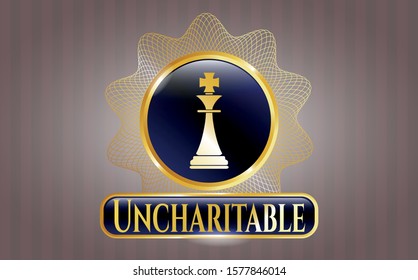  Gold badge with chess king icon and Uncharitable text inside