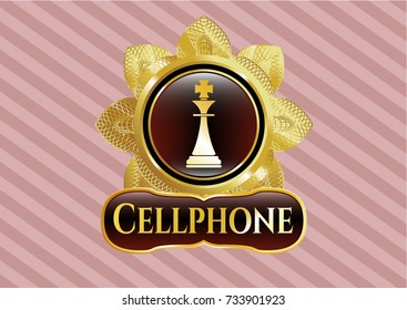  Gold badge with chess king icon and Cellphone text inside