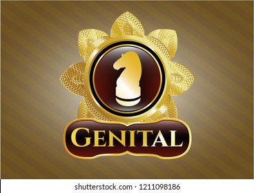  Gold badge with chess knight icon and Genital text inside