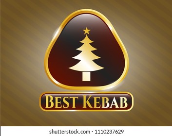   Gold badge with christmas tree icon and Best Kebab text inside