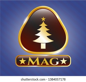  Gold badge with christmas tree icon and Mag text inside