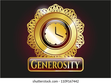  Gold badge with clock, time icon and Generosity text inside
