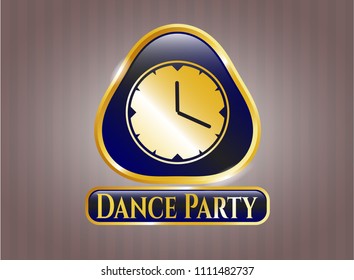    Gold badge with clock, time icon and Dance Party text inside