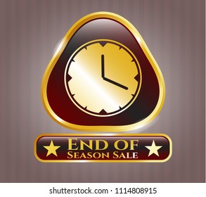   Gold badge with clock, time icon and End of Season Sale text inside