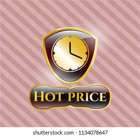  Gold badge with clock, time icon and Hot Price text inside