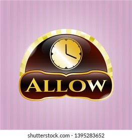  Gold badge with clock, time icon and Allow text inside