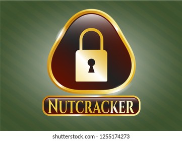  Gold badge with closed lock icon and Nutcracker text inside