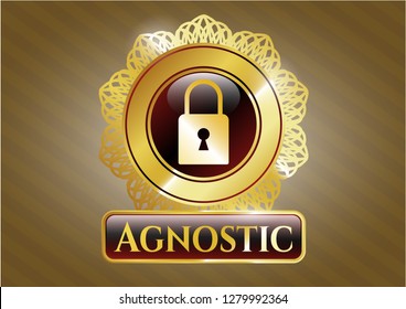  Gold badge with closed lock icon and Agnostic text inside