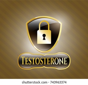  Gold badge with closed lock icon and Testosterone text inside