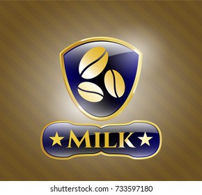  Gold badge with coffee bean icon and Milk text inside