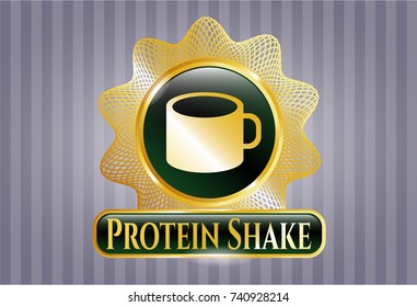 Gold badge with coffee cup icon and Protein Shake text inside