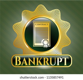  Gold badge with contract icon and Bankrupt text inside
