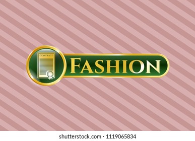  Gold badge with contract icon and Fashion text inside