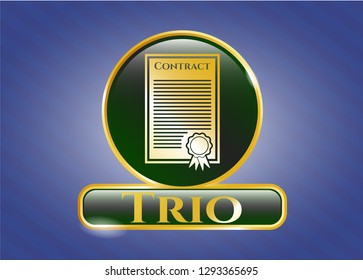  Gold badge with contract icon and Trio text inside