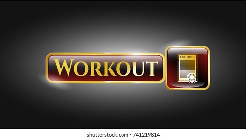  Gold badge with contract icon and Workout text inside
