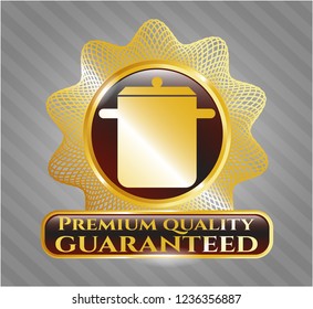 Gold badge with cooking pot icon and Premium Quality Guaranteed text inside