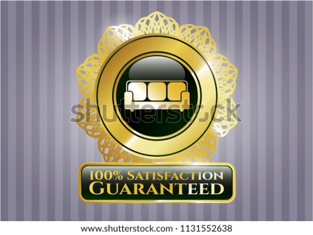  Gold badge with couch icon and 100% Satisfaction Guaranteed text inside