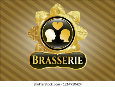  Gold badge with couple in love icon and Brasserie text inside