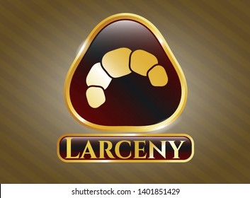  Gold badge with croissant icon and Larceny text inside