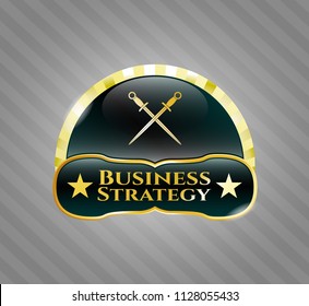  Gold badge with crossed swords icon and Business Strategy text inside