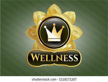  Gold badge with crown icon and Wellness text inside