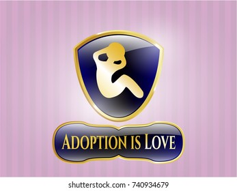  Gold badge with crunch icon and Adoption is Love text inside