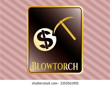  Gold badge with cryptocurrency mining icon and Blowtorch text inside