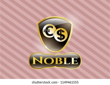  Gold badge with currency exchange icon and Noble text inside