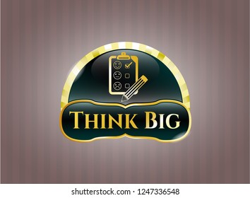  Gold badge with customer feedback icon and Think Big text inside