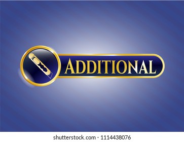  Gold badge with cutter icon and Additional text inside