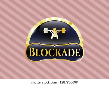  Gold badge with deep squat icon and Blockade text inside