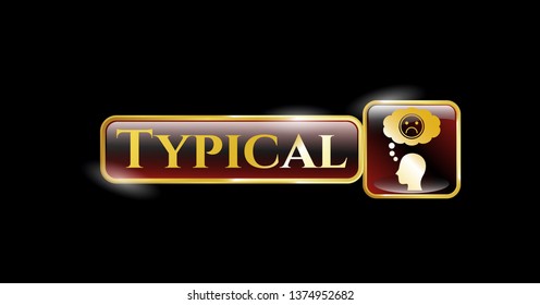  Gold badge with depression icon and Typical text inside