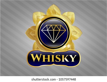  Gold badge with diamond icon and Whisky text inside