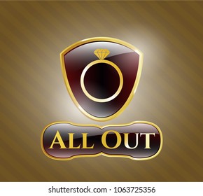  Gold badge with diamond ring icon and All Out text inside