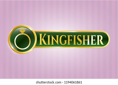  Gold badge with diamond ring icon and Kingfisher text inside