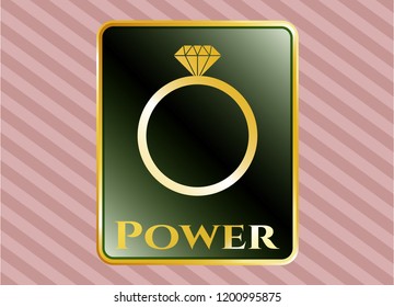  Gold badge with diamond ring icon and Power text inside