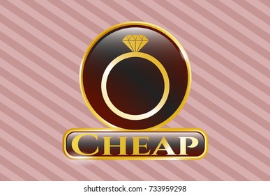  Gold badge with diamond ring icon and Cheap text inside