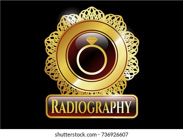  Gold badge with diamond ring icon and Radiography text inside