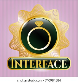  Gold badge with diamond ring icon and Interface text inside