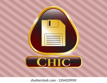  Gold badge with diskette icon and Chic text inside