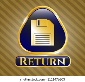  Gold badge with diskette icon and Return text inside