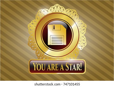  Gold badge with diskette icon and You are a Star! text inside