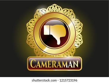  Gold badge with dislike icon and Cameraman text inside