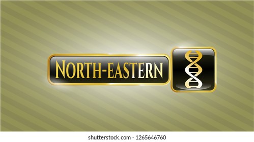  Gold badge with dna icon and North-eastern text inside