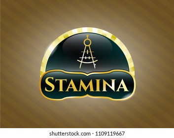  Gold badge with drawing compass icon and Stamina text inside