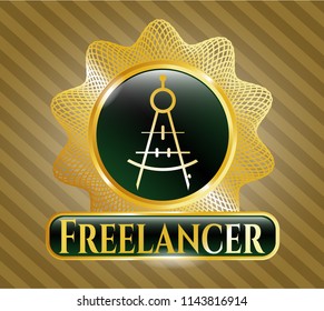  Gold badge with drawing compass icon and Freelancer text inside