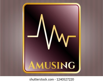  Gold badge with electrocardiogram icon and Amusing text inside