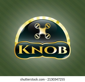 Gold badge or emblem with air drone icon and Knob text inside