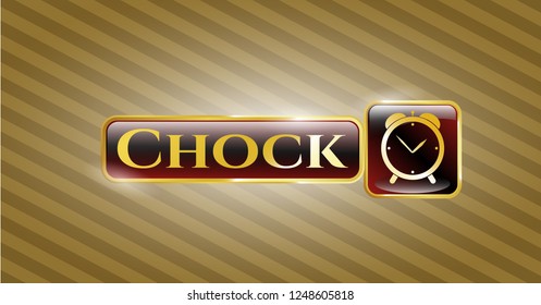  Gold badge or emblem with alarm clock icon and Chock text inside