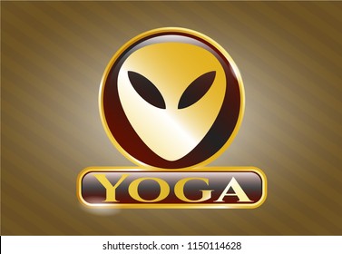  Gold badge or emblem with alien icon and Yoga text inside